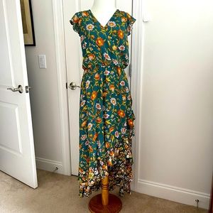 Perfect floral  summer wedding dress! L, asymmetrical hem.